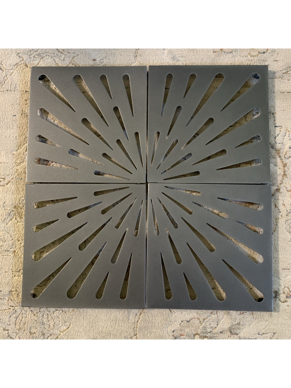 Umbra 4 Piece Metal Wall Art Sunburst Geometric Gray 8" Square Panels